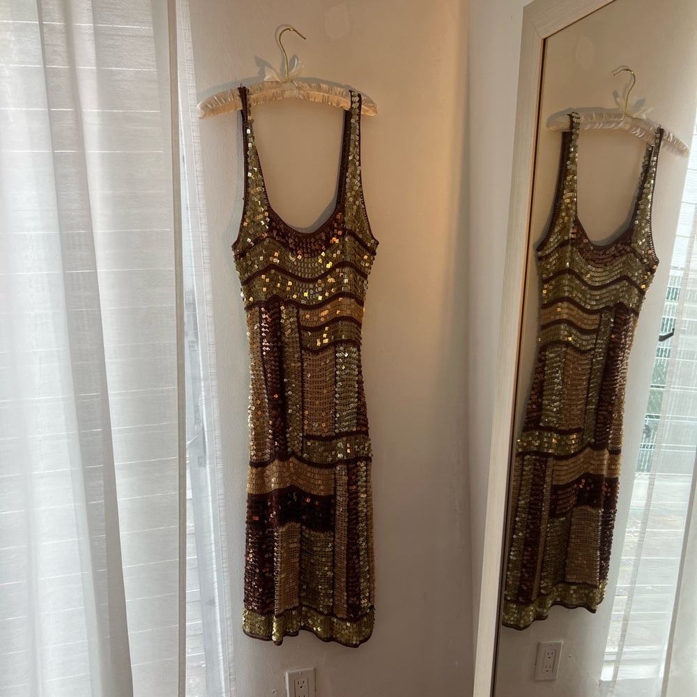 90s Sue Wong Knit Sequin Dress